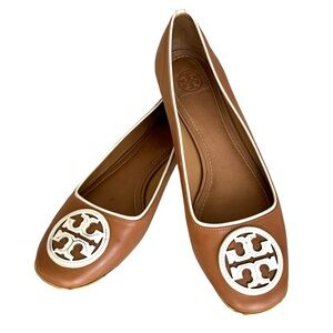 Tory Burch Chelsea Flats Leather Interlocking Double T Logo Ballet Flat Shoes